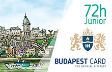 the 72 hour junior card with a drawing of Buda castle, the Danube with a boat and the crest of Budapest