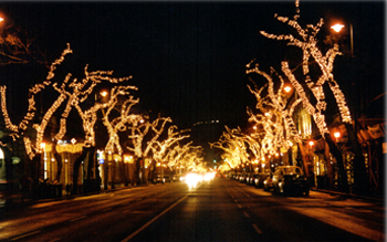 Andrassy avenue lit up at Christmas time
