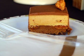 a slice of salted peanut and apricot cake