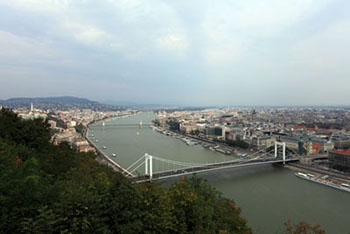 The Danube with the bridges in Budapest