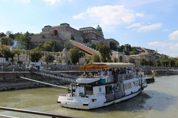 a public boat on the Danube at the Castle Bazaar port
