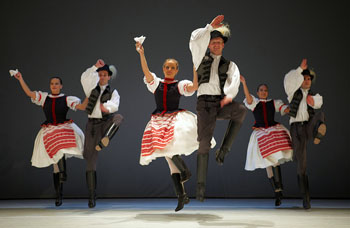 Hungarian folk dancers in folk costume