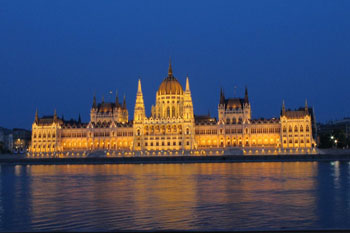 The Parliament illuminated at night