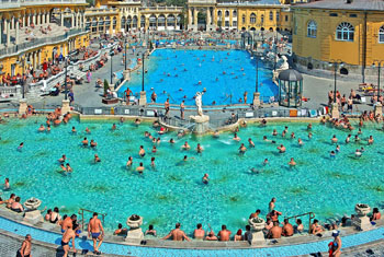 aerial view of the pools in Szechenyi