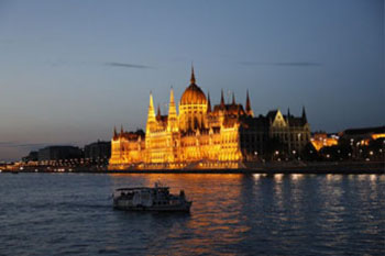 a tour boat on the Danube in Budapest