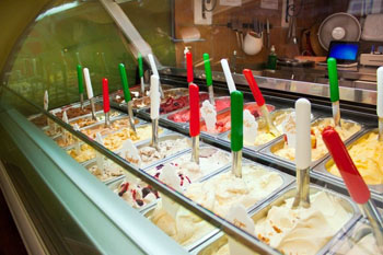 ice cream counter Gelateria Pomo D'oro