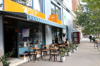 the trrace of Kelet cafe on Bartok Bela Blvd.